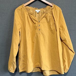 J.Jill Womens Mustard Yellow Long Sleeve Corduroy Blouse Top Size Large Boho
